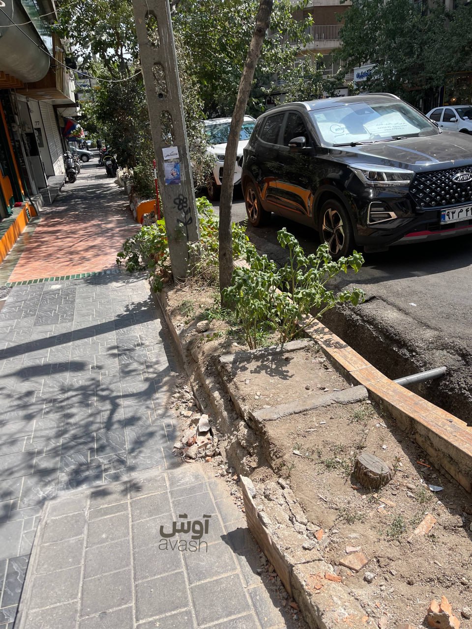 تخریب جدول‌ها و باغچه‌های مقابل کافه‌های خیابان سنایی با پتک!/ افرادی ناشناس در حال «پاتوق‌زدایی» از این خیابان هستند+ فیلم