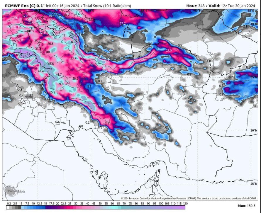 موج بارشی پرقدرت به سمت ایران می‌آید 3