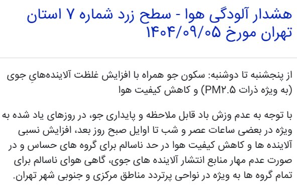 گاهی هوای «ناسالم» در تهران؟ 2