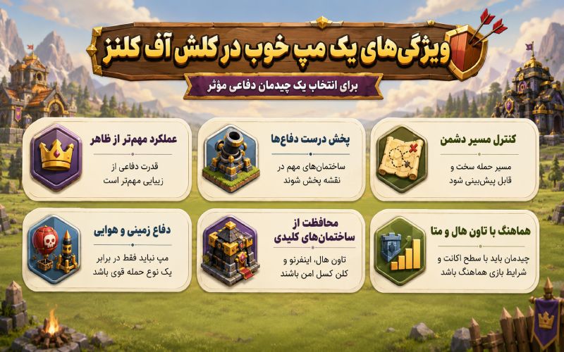 ویژگی های بهترین مپ های کلش