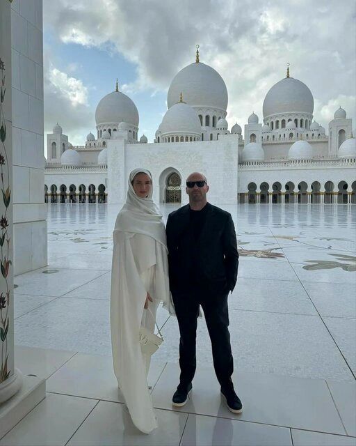 زوج مشهور هالیوودی در مسجد ابوظبی+عکس
