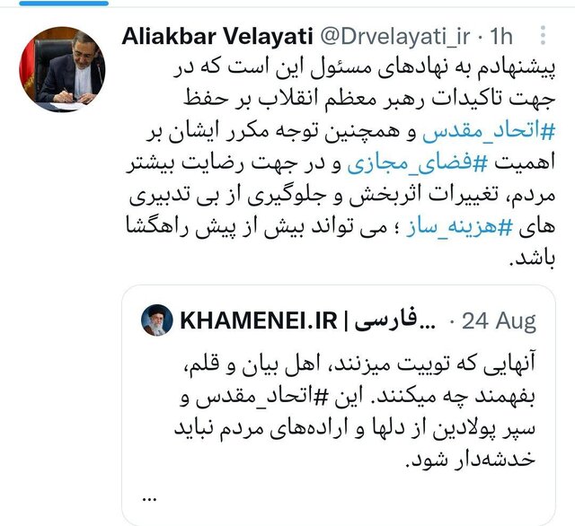پیشنهاد مشاور رهبر انقلاب درباره فضای مجازی با هشتگ هزینه ساز 2