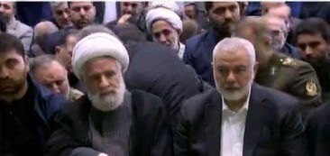 اسماعیل هنیه و نعیم قاسم در مراسم تشییع رئیس جمهور + عکس 2