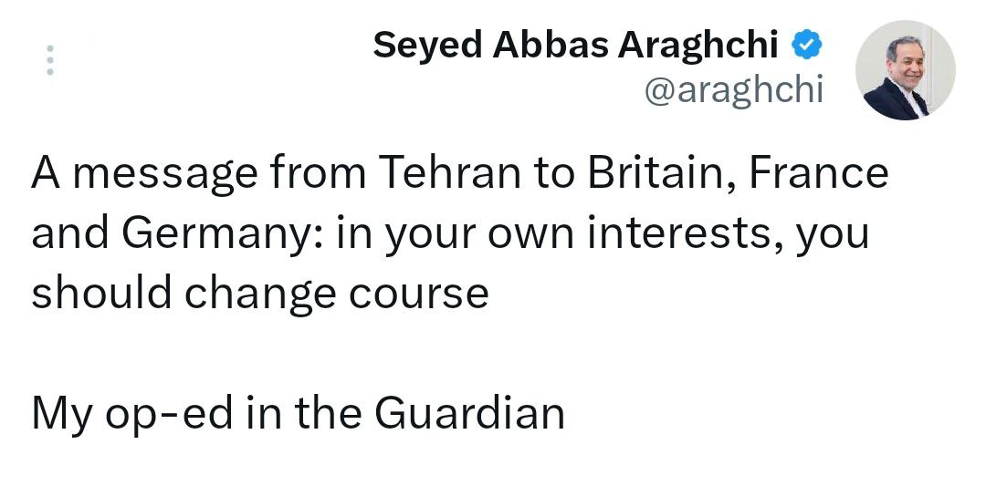 توئیت مهم عراقچی خطاب به تروئیکای اروپایی / به نفع خودتان است که مسیرتان را تغییر دهید 2
