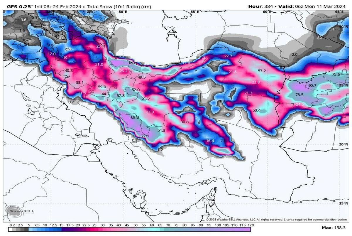 بیشترین برف در کدام مناطق ایران آمد؟