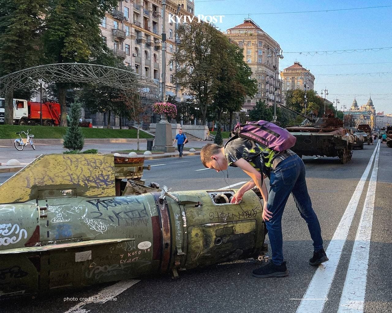 اوکراین تجهیزات منهدم‌شده روسیه را در کی‌یف به نمایش گذاشت/عکس