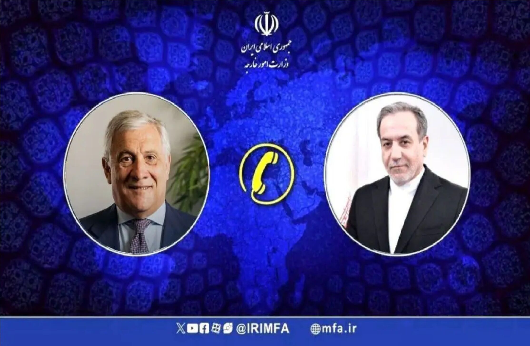 تماس تلفنی عراقچی با وزیر امور خارجه ایتالیا قبل از عزیمت به تهران