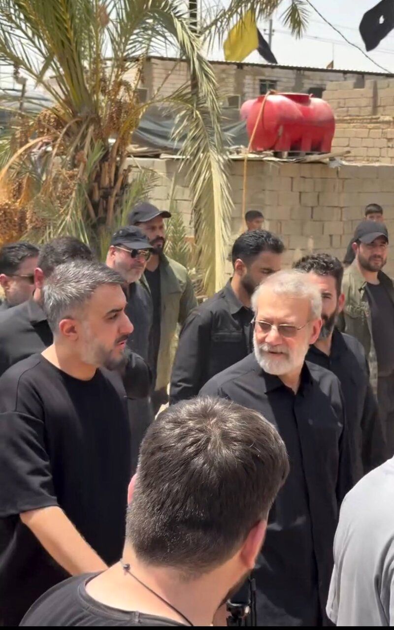 همراهی مداحی معروف با علی لاریجانی در مسیر کربلا + تصاویر