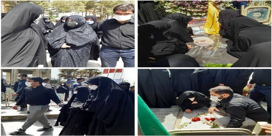 تصویری از خانواده سردار حجازی در مراسم تدفین 