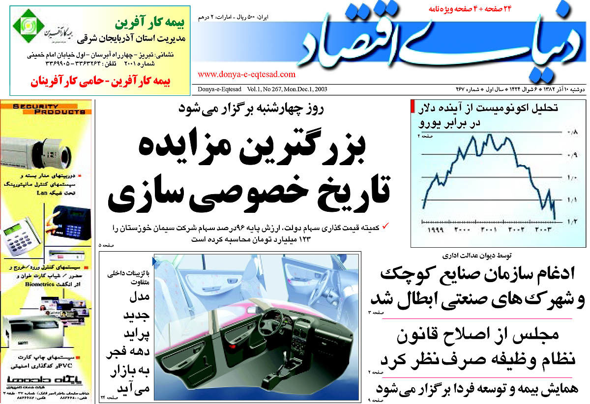  pdf روزنامه دنیای اقتصاد شماره 267