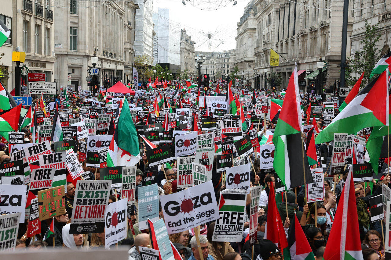 حامیان فلسطین در لندن به خیابان آمدند/ درخواست معترضان برای تحریم برندهای پشتیبان اسرائیل