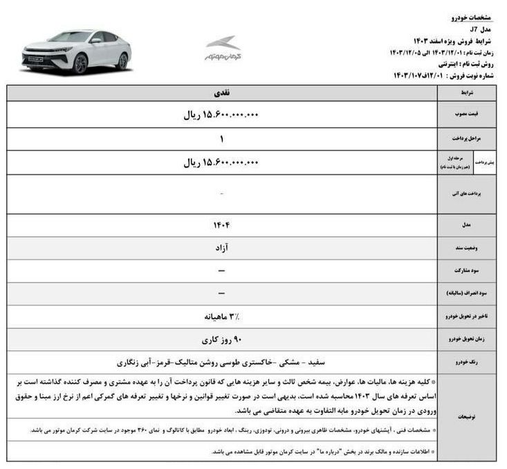 شرایط جدید فروش محصولات کرمان موتور (اسفند 1403)