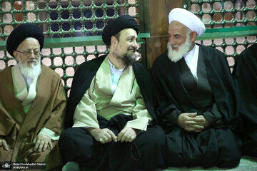 تصاویری از مرحوم آیت الله سلیمانی با روحانی و سیدحسن خمینی+عکس