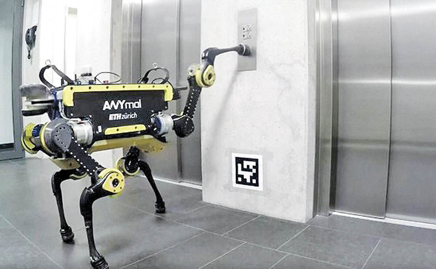 استفاده روبات چهارپا از آسانسور