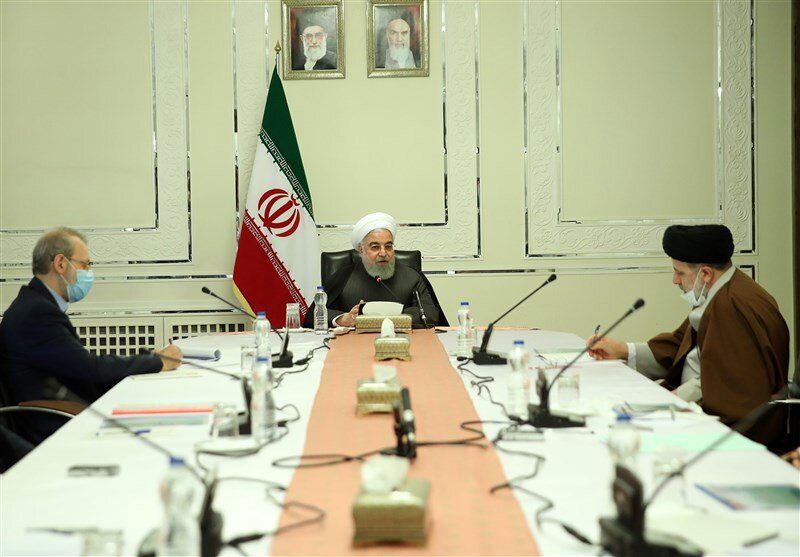 عکس|جلسه روحانی، لاریجانی و رئیسی درباره کرونا