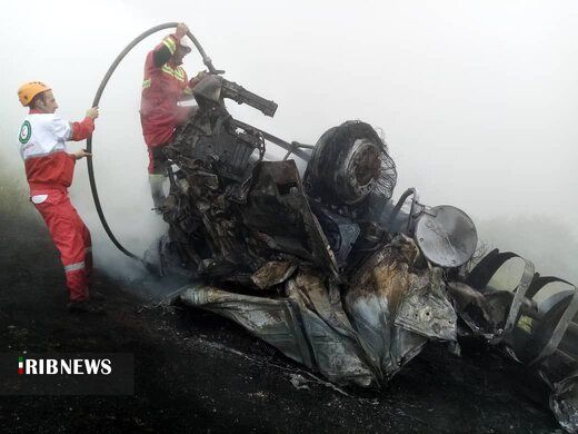 تصاویر تلخ از سقوط مرگبار تانکر سوخت در گردنه حیران آستارا+عکس