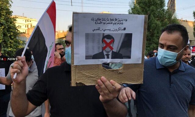 تظاهرات شهروندان عراقی مقابل سفارت فرانسه+ تصاویر