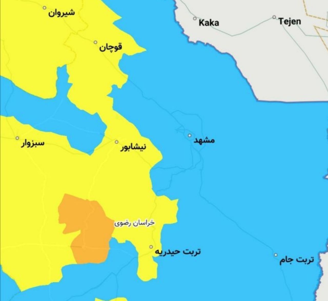 وضعیت کرونایی مشهد آبی شد 