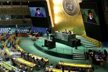 عکسی از مقامات ایرانی هنگام سخنرانی رئیسی در سازمان ملل