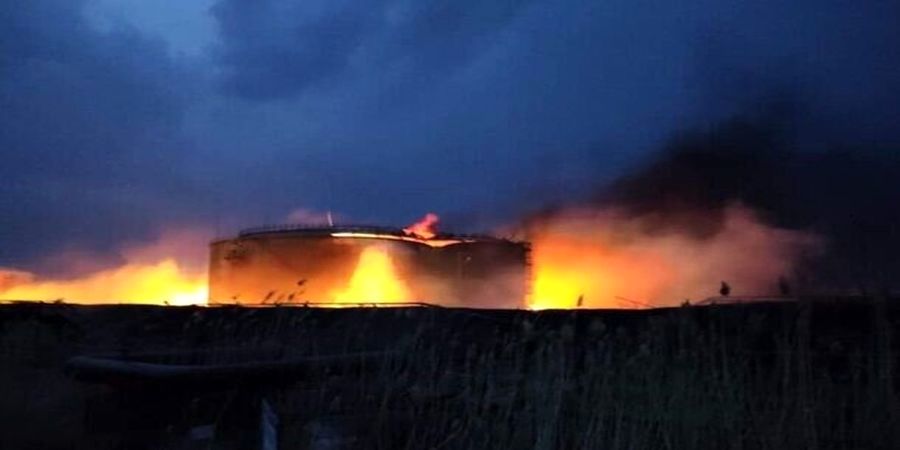 آتش سوزی در مخازن نفت روسیه در مرز اوکراین 