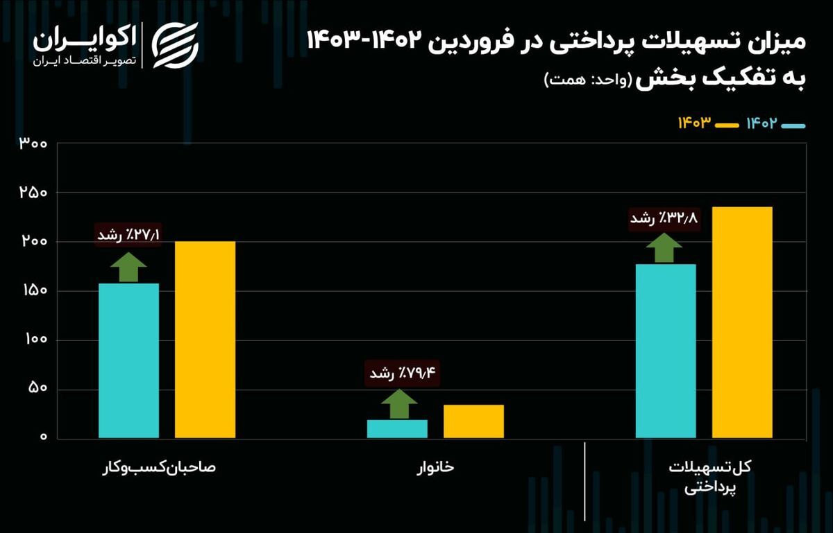 افزایش سهم خانوار از کل تسهیلات بانکی 