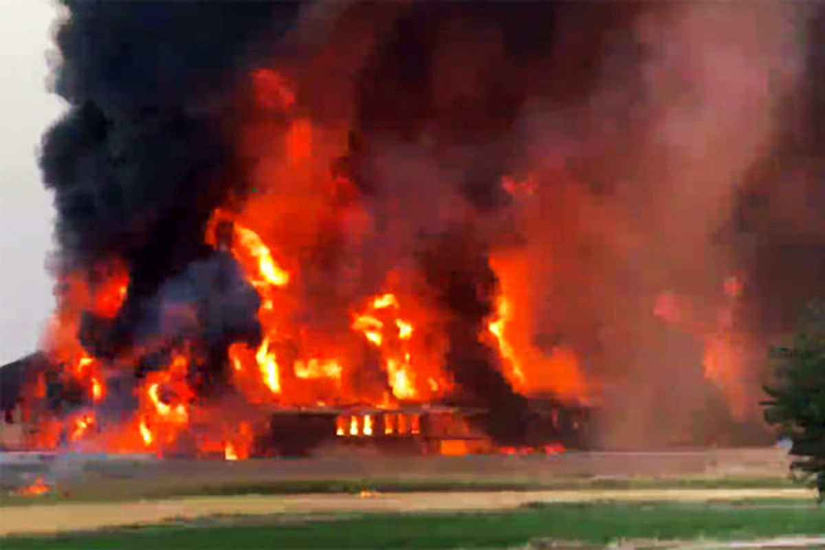 آتش سوزی مهیب در باغ تاریخی چشمهبلقیس چرام + فیلم