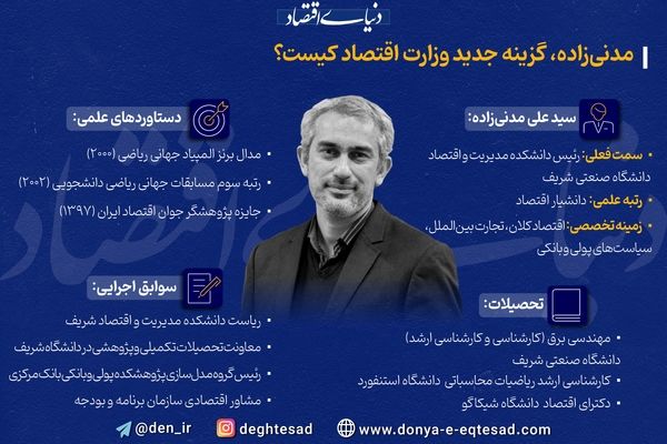 مدنی زاده، گزینه جدید وزارت اقتصاد کیست؟