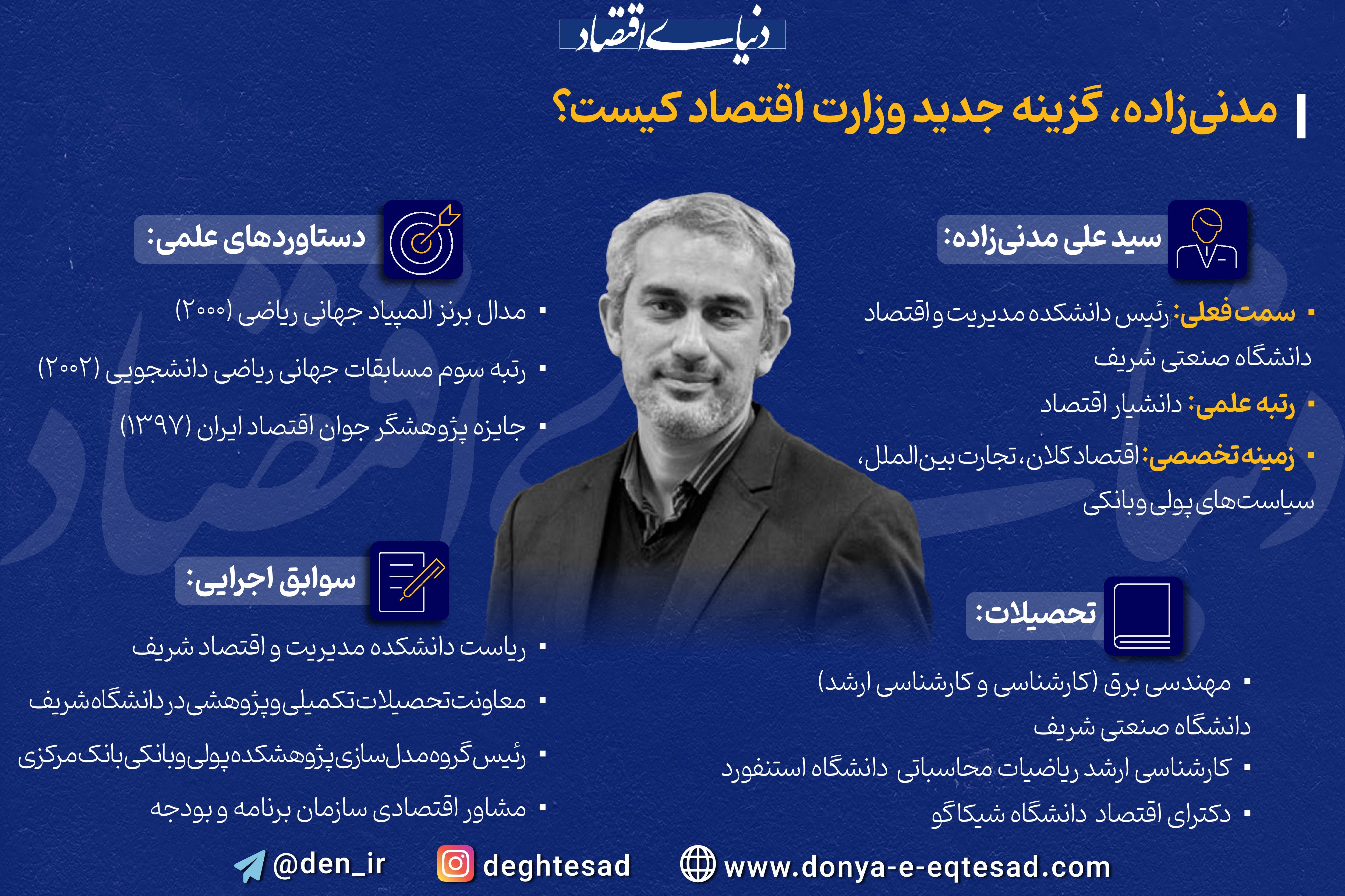 مدنی زاده، گزینه جدید وزارت اقتصاد کیست؟