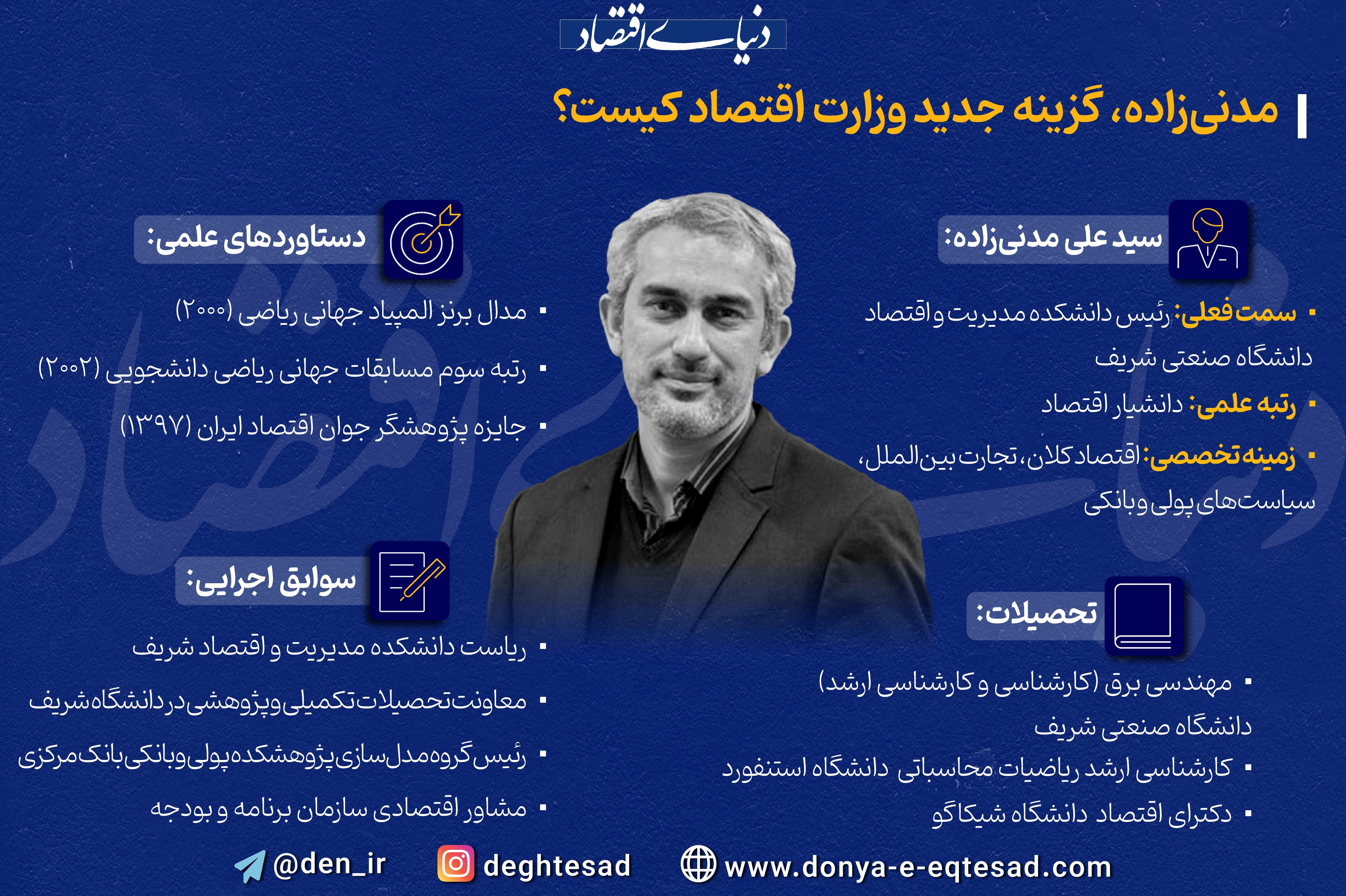 مدنی زاده، گزینه جدید وزارت اقتصاد کیست؟