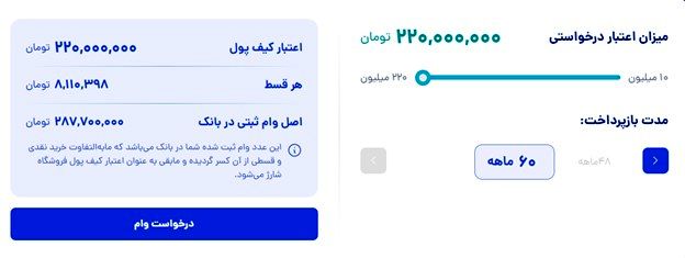 امکان دریافت اعتبار کالا تا 220 میلیون تومان با بازپرداخت 60 ماهه فراهم شد.