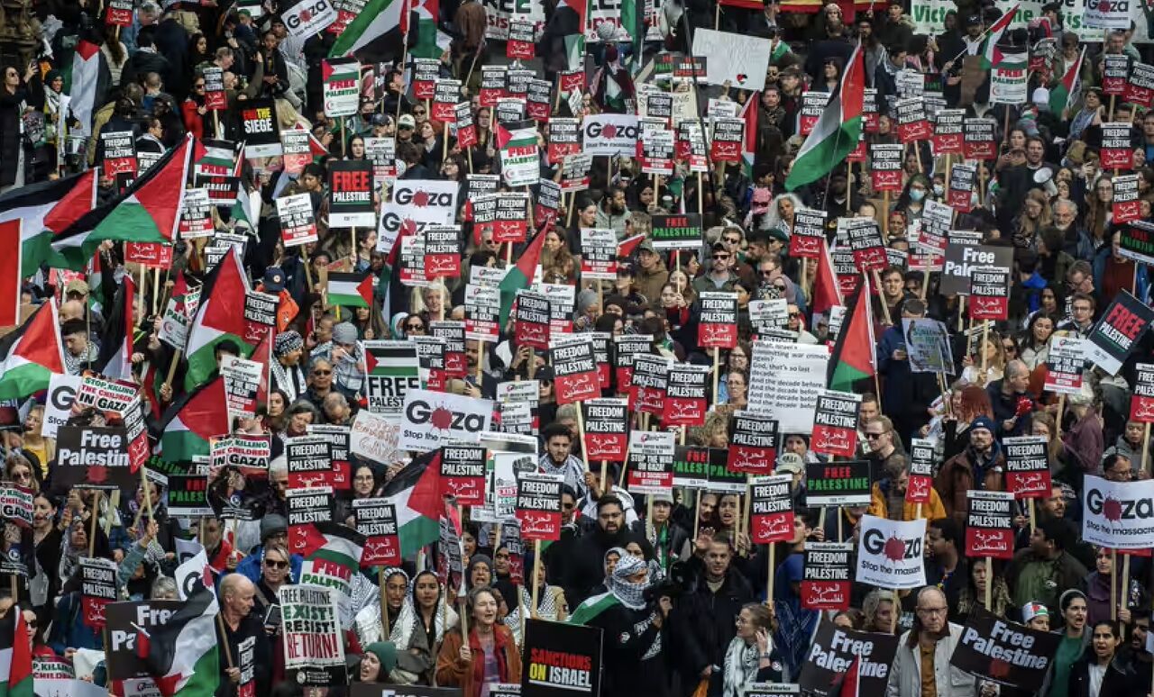تظاهرات گسترده حامیان غزه در لندن + فیلم
