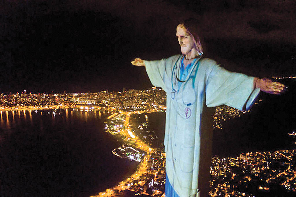 مجسمه مسیح در برزیل سفیدپوش شد 