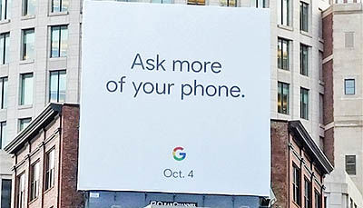 بیلبورد تبلیغاتی گوگل برای رونمایی پیکسل 2