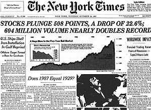 سقوط آزاد سهام دربورس نیویورک در سال 1987