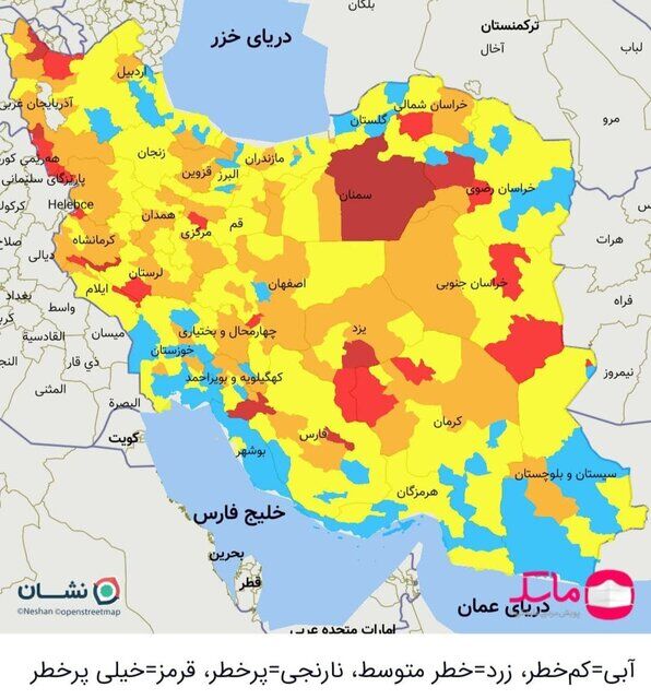 ۳۳ شهرستان در وضعیت قرمز هستند