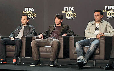 9نفر از یازده بازیکن بارسا در لیست توپ طلای ۲۰۱۱