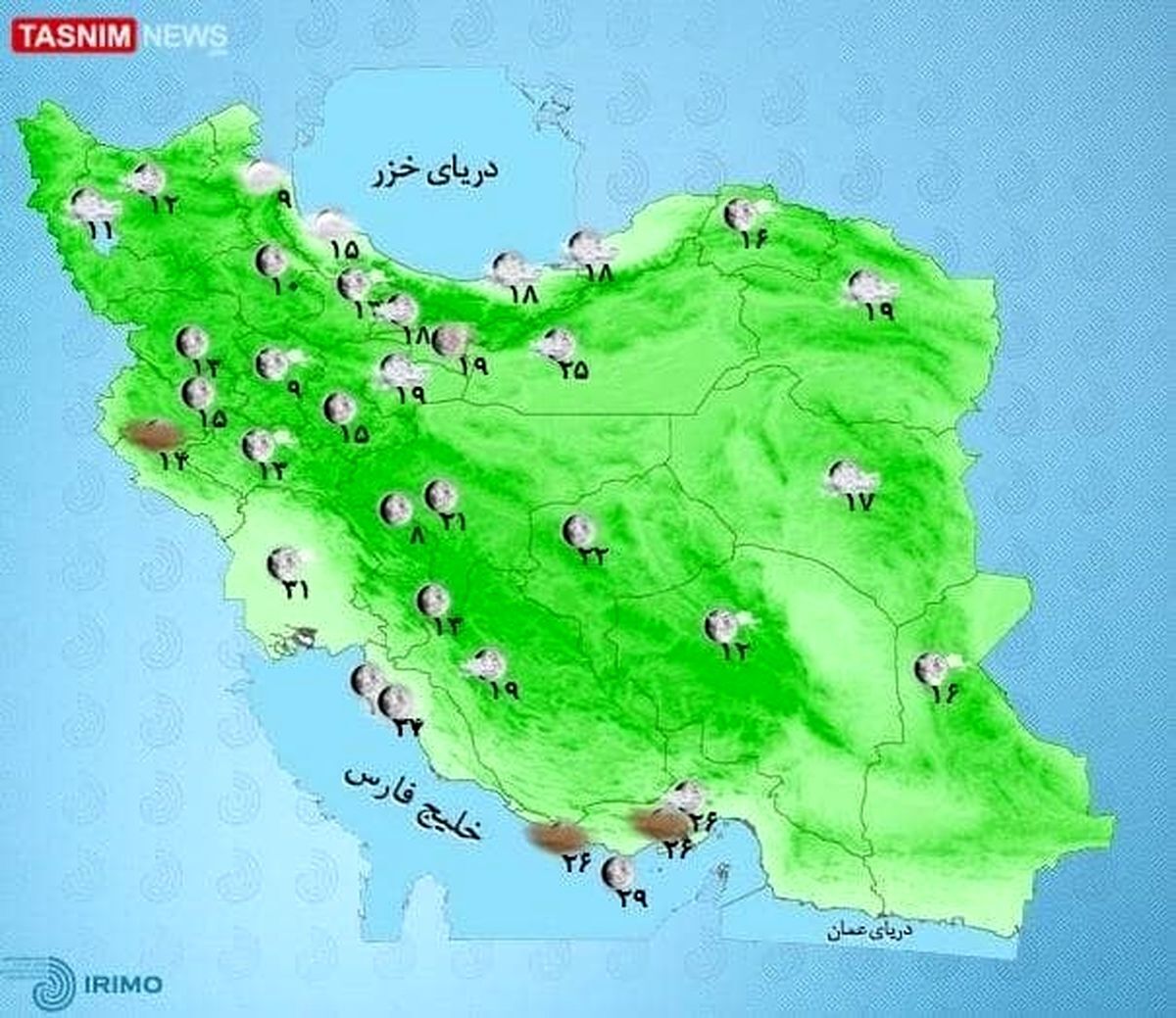 رگبار و رعد و برق در بیشتر استان‌های کشور 
