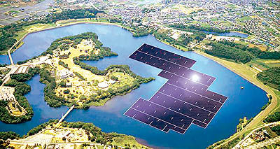 نصب صفحات خورشیدی شناور در ژاپن