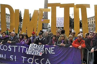 تظاهرات گسترده مردم ایتالیا علیه برلوسکونی