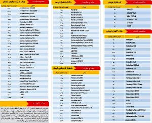 قیمت روز موبایل - ۳۰ آبان ۹۴