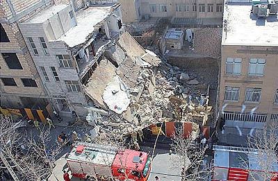 ریزش دوباره ساختمان در تهران