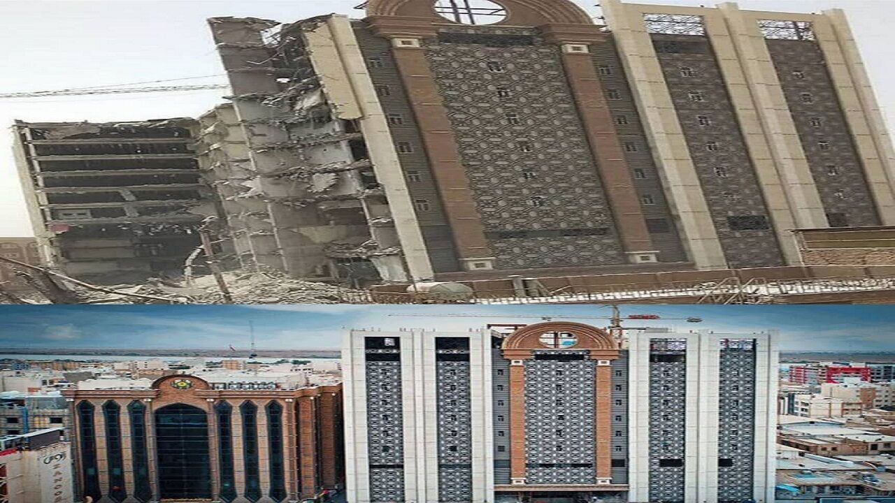 نجات ۳۲ نفر از زیر آوار ساختمان متروپل در آبادان

