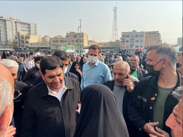 حضور مخبر در مراسم تشییع پیکر شهدای حوادث اخیر در تهران