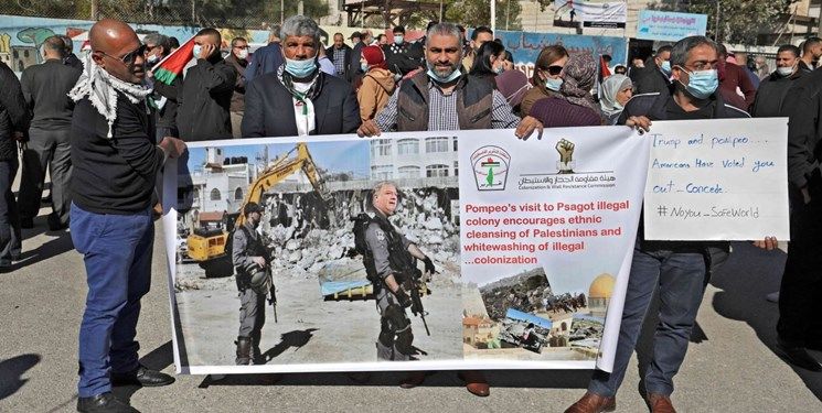 تظاهرات ضد آمریکایی مردم فلسطین در مرکز کرانه باختری