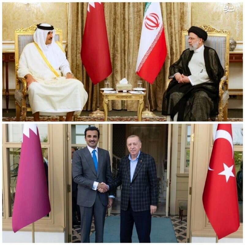 تفاوت پوشش امیر قطر در دیدار با رئیسی و اردوغان+عکس