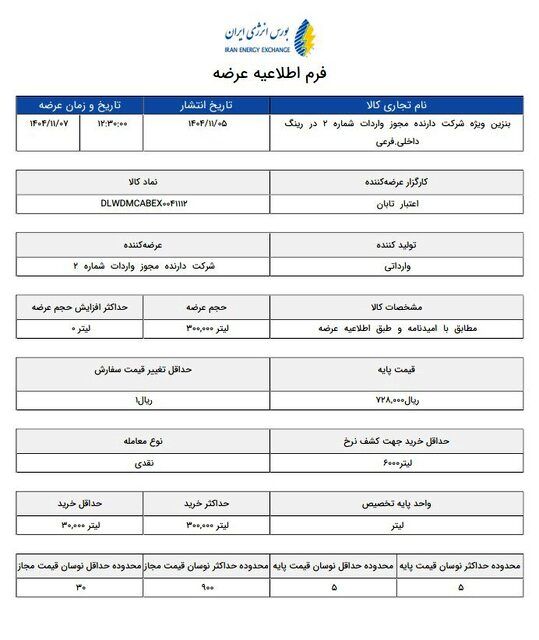 قیمت بنزین سوپر وارداتی تغییر کرد