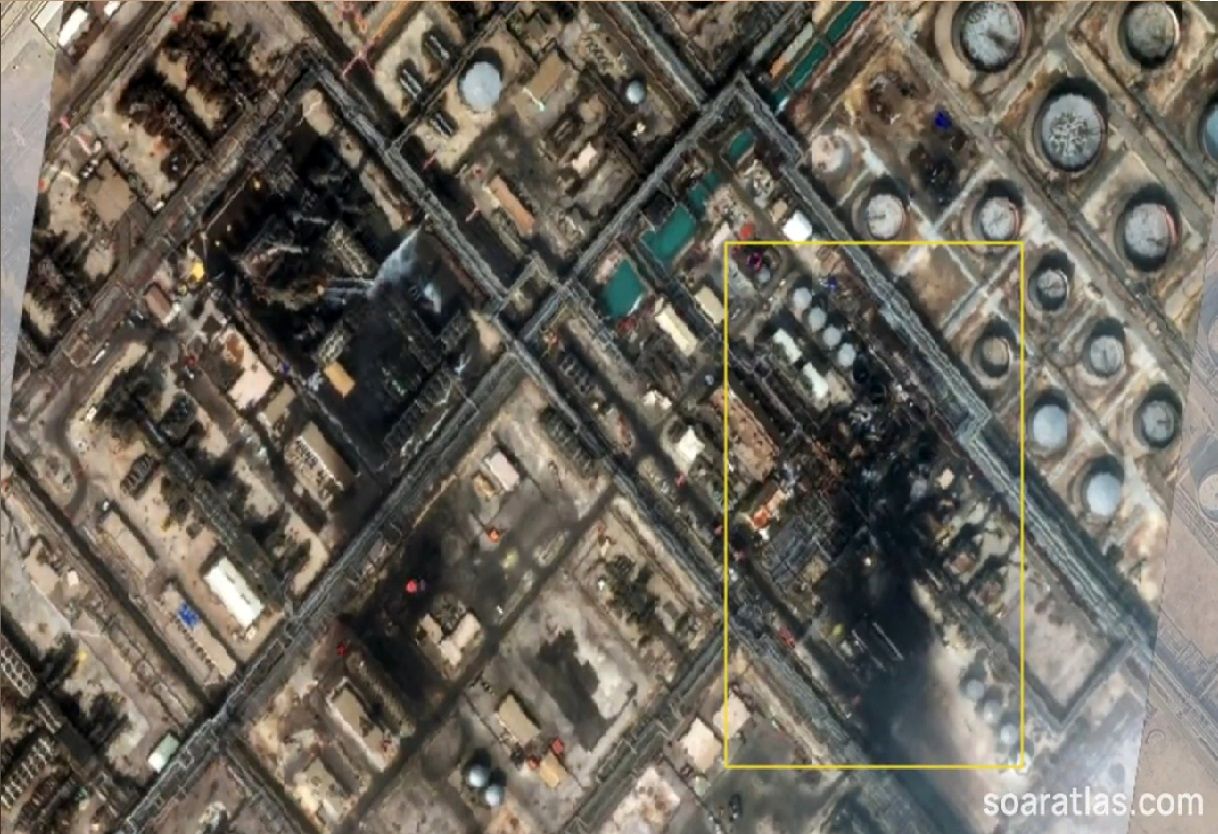 تصاویر ماهواره‌ای از آثار تخریب در تاسیسات نفتی آرامکو + فیلم