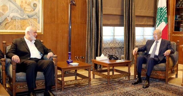 دیدار اسماعیل هنیه با نخست‌وزیر و رئیس پارلمان لبنان