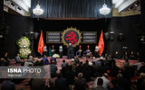 عکسی از خوش و بش قالیباف با وزیر پزشکیان در مراسم چهلم سرلشکر باقری