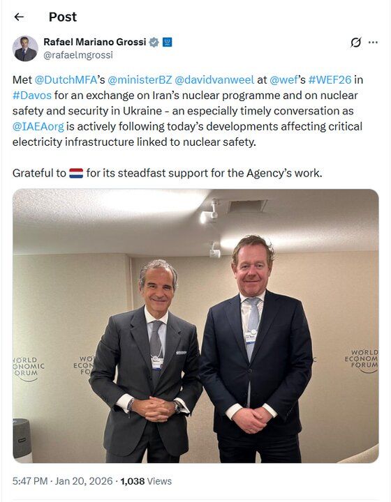 رایزنی «گروسی» و وزیر خارجه هلند درباره برنامه هسته‌ای ایران